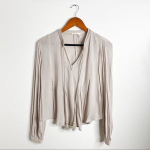 Anthropologie - Floreat Taupe Peasant Top Blouse size 4